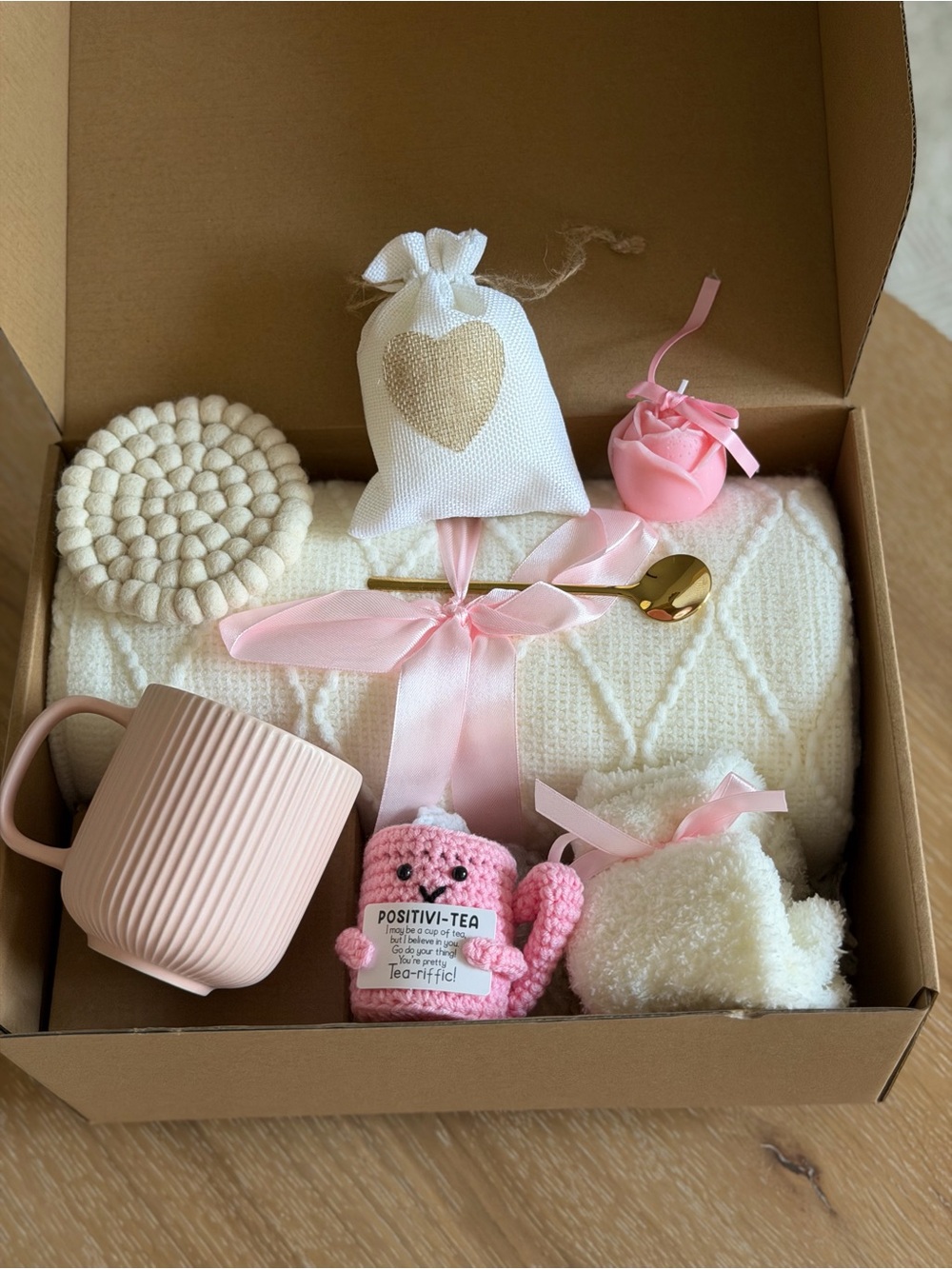 Cozy Blush Relaxation Gift Box      Sweet Dreams Self-Care Gift Bundle Set